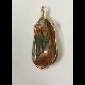 Gold Filled Wire Wrapped Jasper Pendant